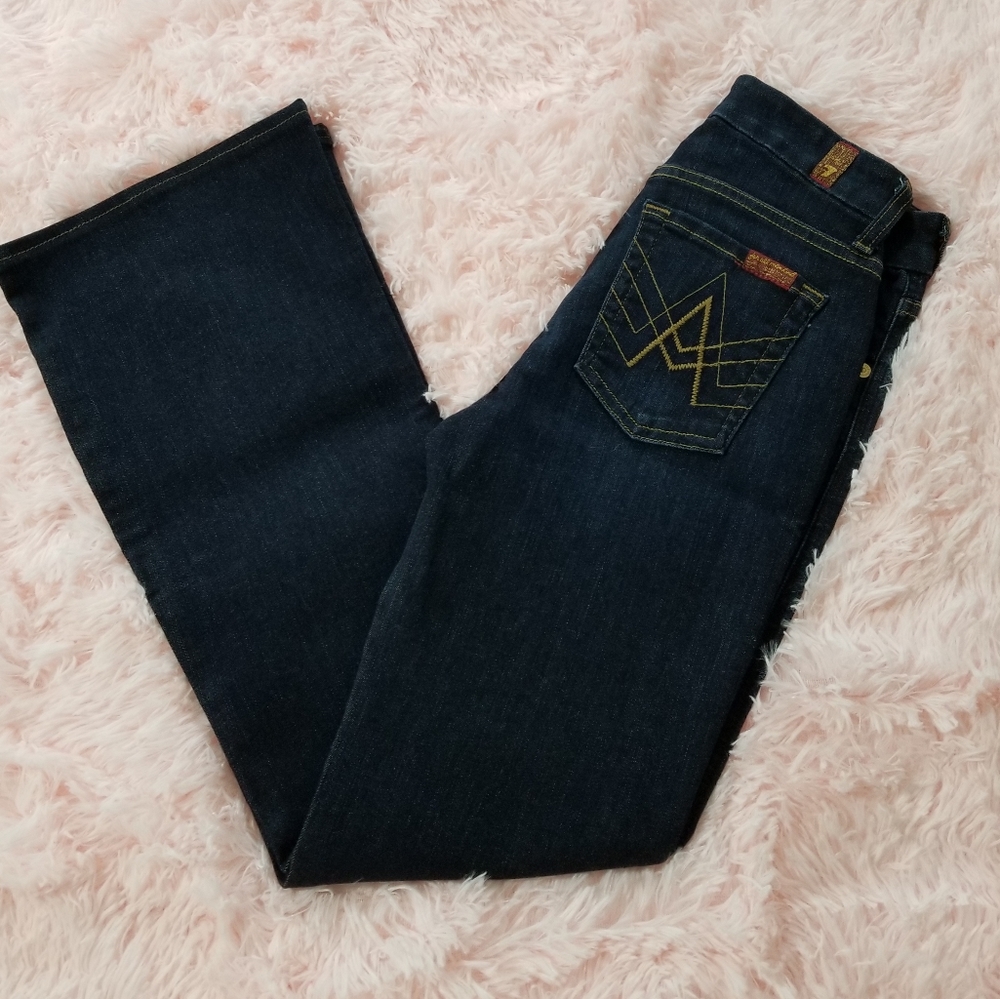 7 For All Mankind Dark Wash A Pocket Bootcut Jeans